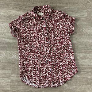 Abstract Patterned Red Button Down